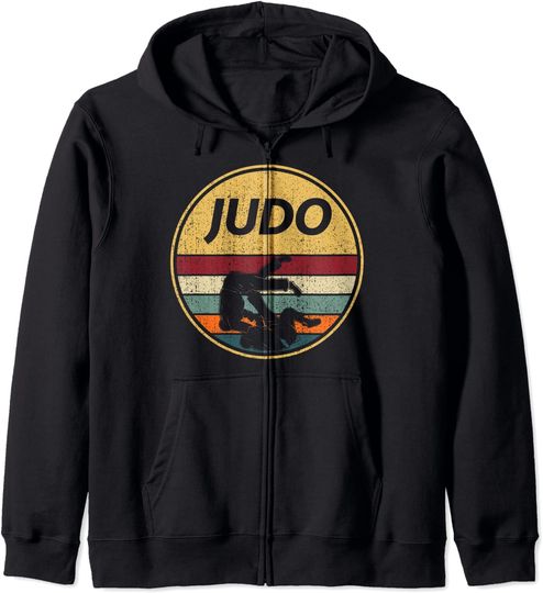 Discover Hoodie Sweatshirt com Capuz e Fecho-éclair Vintage Distintivo de Combate de Judocas