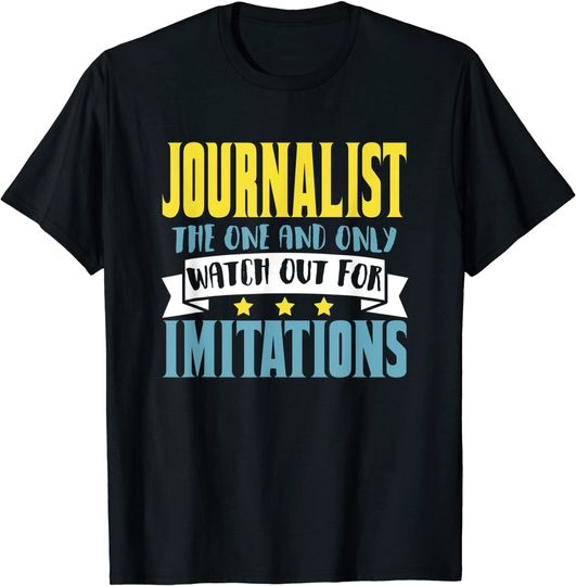 Discover T-shirt Manga Curta para Homem e Mulher Jornalista O Único Cuidado com Imitações