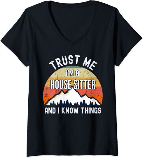 Discover T-shirt Camiseta de Mulher Decote em V Acredite, Eu Sou Uma Irmã Doméstica E Sei Coisas