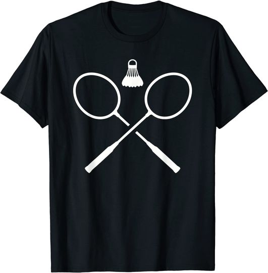 Discover T shirt Camiseta Manga Curta Unissexo Raquetes de Badminton Cruzadas