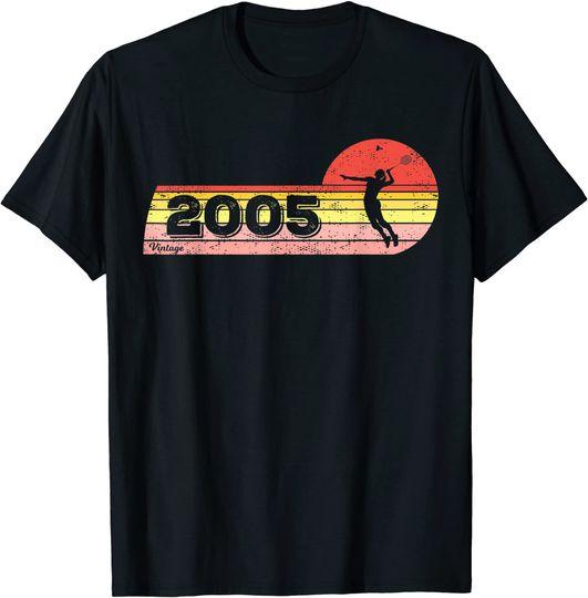 Discover Aniversário do Jogador de Badminton 2005 | T-shirt Camiseta Manga Curta Unissexo Vintage