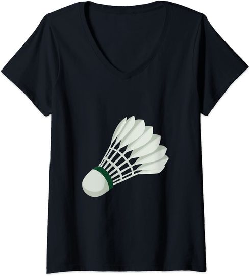 Discover T-shirt Camisete de Mulher Decote em V Volante Presente para Amantes de Esporte Badminton