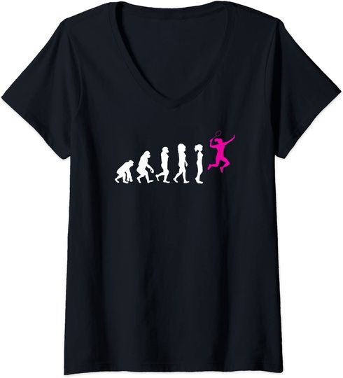 Discover T-shirt Camiseta de Mulher Decote em V Evolução de Badminton