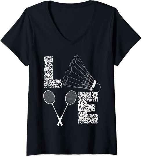 Discover Love Badminton | T-shirt Camiseta de Mulher Decote em V