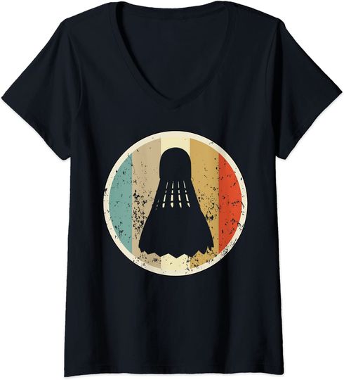 Discover T-shirt Camisete de Mulher Decote em V Vintage Volante Presente para Amantes de Badminton