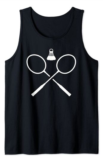Discover T shirt Camisola sem Mangas para Homem e Mulher Raquetes de Badminton Cruzadas