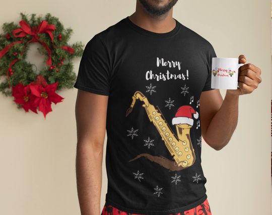 Discover Camiseta Saxofone para Homem Presente de Christmas