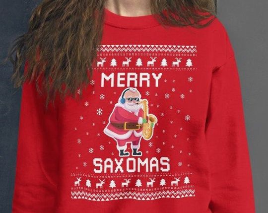 Discover Suéter Sweatshirt Feliz Natal Saxofonista