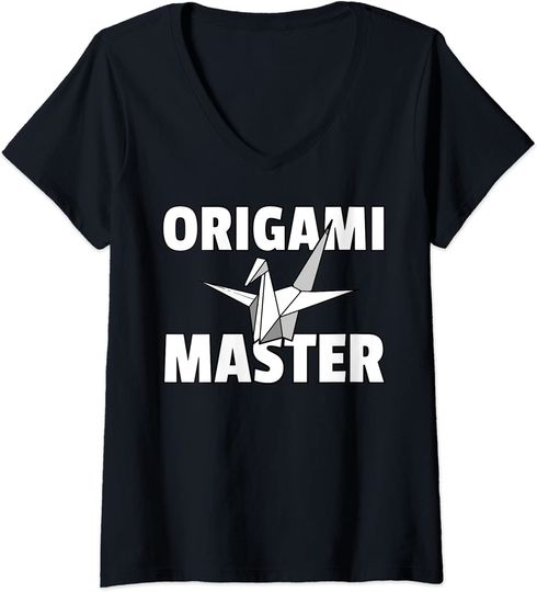 Discover T-shirt Camiseta de Mulher Decote em V Mestre de Origami Dobrar de papel Presente Ideal