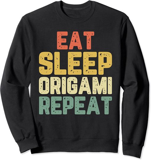 Discover Eat Sleep Origami Repeat Vintage | Suéter Sweatshirt para Homem e Mulher