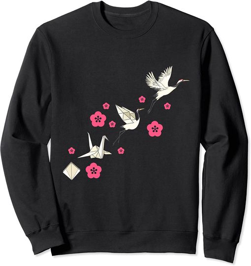 Discover Pássaro e Flor Origami | Suéter Sweatshirt para Homem e Mulher