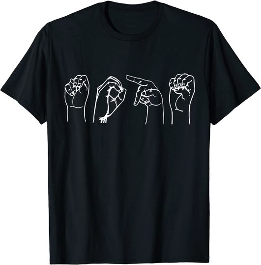 Discover T-shirt Camiseta Manga Curta para Homem e Mulher Linguagem de Sinais