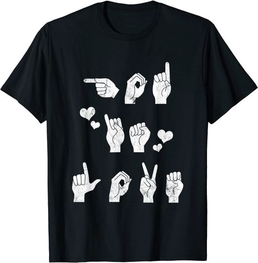 Discover T-shirt Camiseta Manga Curta para Homem e Mulher Linguagem de Sinais Presente Surdo Mudo