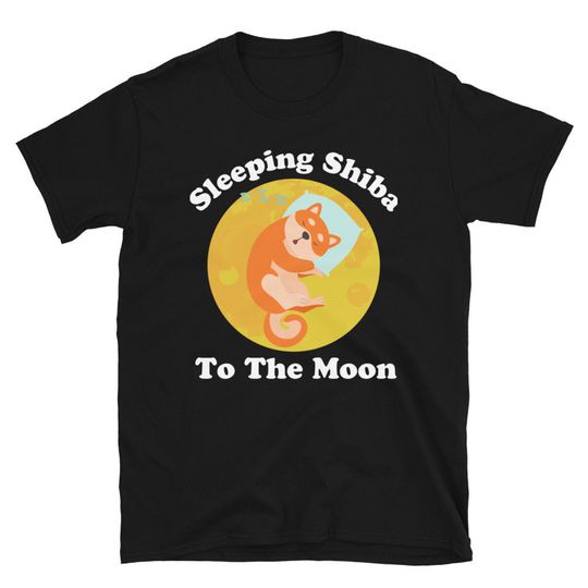 Discover T-Shirt Unissexo Sleeping Shiba Bitcoin