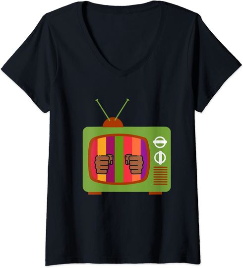 Discover T shirt Camisete de Mulher Decote em V Presente para Amantes de Televisão
