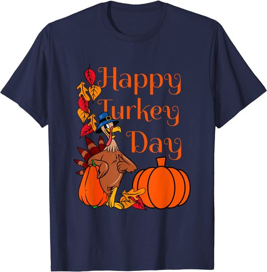 Discover T-shirt Camiseta Manga Curta Masculino Happy Turkey Day Presente para O Dia de Ação de Graças