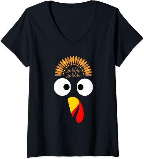 Discover T shirt Camisete de Mulher Decote em V Turquia Dia de Ação de Graças