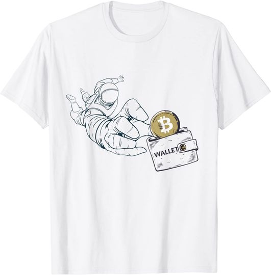 Discover Cryptocurrency Astronaut Wallet Crypto Moon Hodl BTC Bitcoin T-shirt