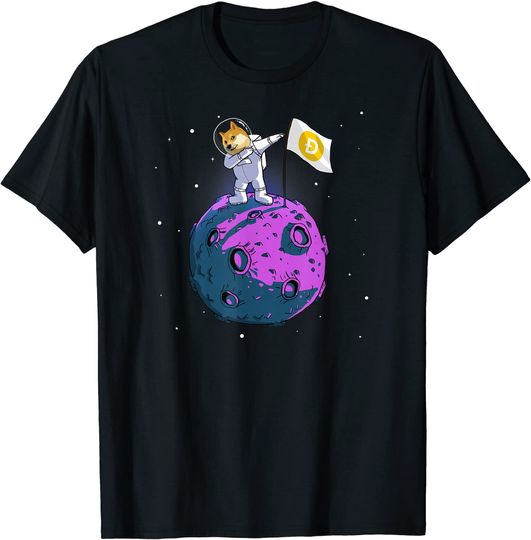 Discover T-shirt Astronauta Dogecoin a Lua Criptomoeda Dabbing