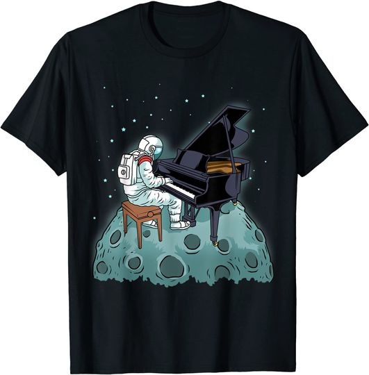 Discover Camiseta T-shirt Grand Piano Shirt Kids Pianist Gift Astronaut Music Piano
