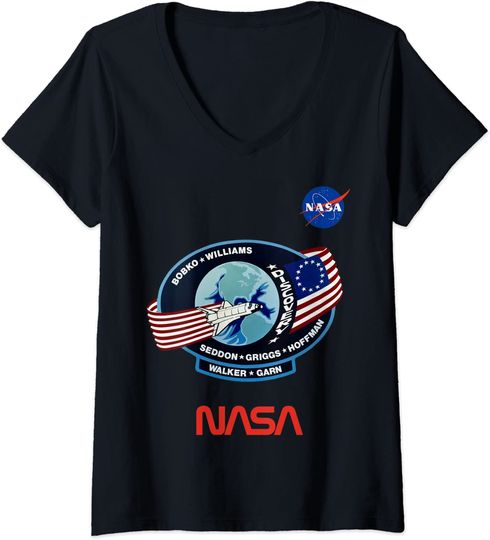 Discover T-shirt Decote em V Mulher NASA Parche De Tripulación De Astronauta