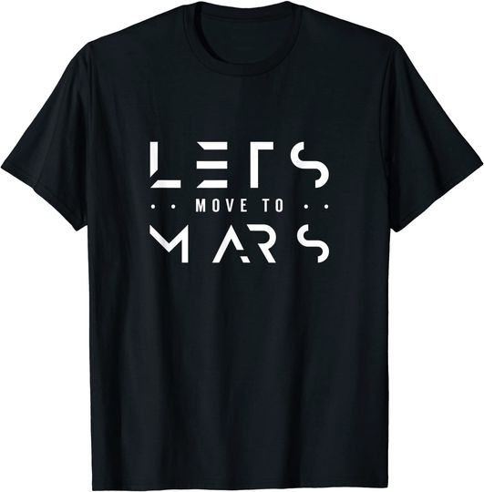 Discover T-shirt Camiseta Manga Curta para Homem e Mulher Vamos Passar para Marte Planeta Vermelho Exploração Espacial