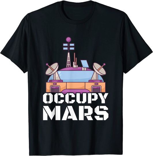 Discover T-shirt Camisete Manga Curta para Homem e Mulher Marte Occupy Mars Presente Dia do Planeta Vermelho