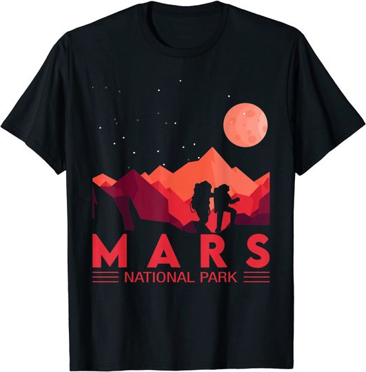 Discover T-shirt Engraçada Planeta Vermelha Parque Nacional do Espaço | Camisete Manga Curta Unissexo