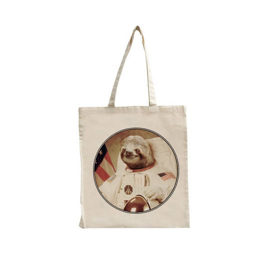 Discover Sacola de Pano Clássica Astronauta Astronaut Sloth In Space Cute Animal Spaceman Reusable Cotton Feel Polyester Tote Shopping Shoulder Bag Internet Meme Unique Gift