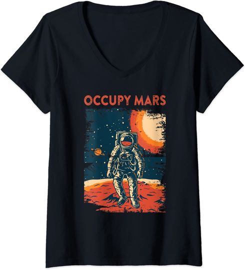 Discover Astronauta Em Marte | T-Shirt Camiseta De Mulher Decote Em V