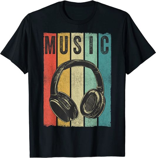 T-shirt Camiseta Retro de Presente de DJ Amante da Música para Homem Mulher Criança