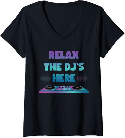 Discover T-shirt de Mulher DJ Música Tecno Decote em V