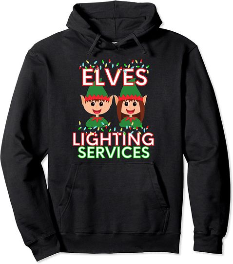 Discover Hoodie Sweater com Capuz  Elfos de Natal Iluminação Árvore Natal para Homem e Mulher