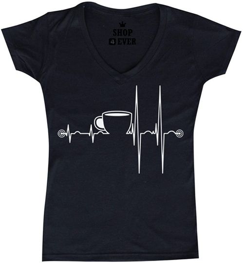 Discover T-shirt Camiseta de Mulher Decote em V Presente Ideal para Amantes de Café