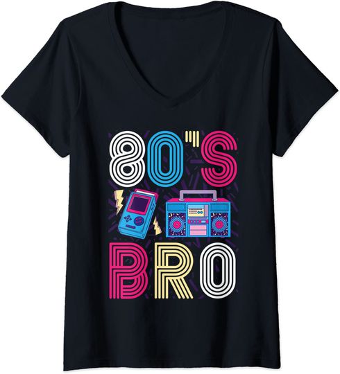 Discover T-shirt Camiseta de Mulher Decote em V Estilo Retrô Música Entretenimento dos Anos 80