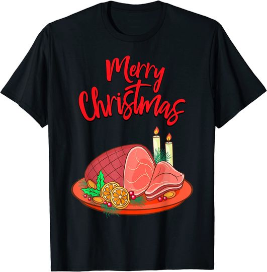Discover T-shirt para Homem e Mulher Feliz Navidad Velas de Natal