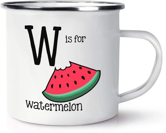 Discover W Is For Watermelon | Caneca Branca de Esmalte 350ml