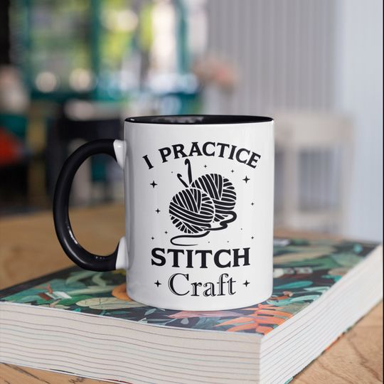Discover Caneca De Cerâmica Com Cor Interna 325ml Crochê Astral Crochet Stitch Craft Mug