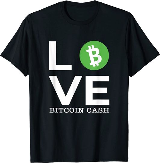 T-Shirt Clássico Unissex Amor Bitcoin Cash