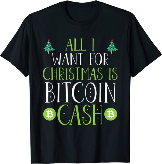 Discover T-Shirt Clássico Unissex Camiseta Bitcoin Cash Xmas Criptomoeda