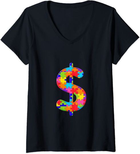 Discover T-shirt Camisete de Mulher com Decote em V Cifrão Bitcoin