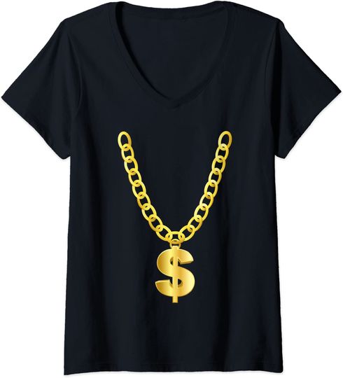 Discover Colar de Dólar | T-shirt Camisete de Mulher com Decote em V