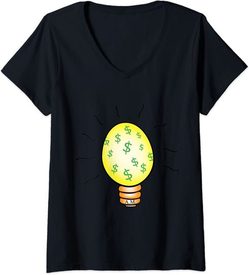 Discover Lâmpada Elétrica Dólar | T-shirt Camisete de Mulher com Decote em V