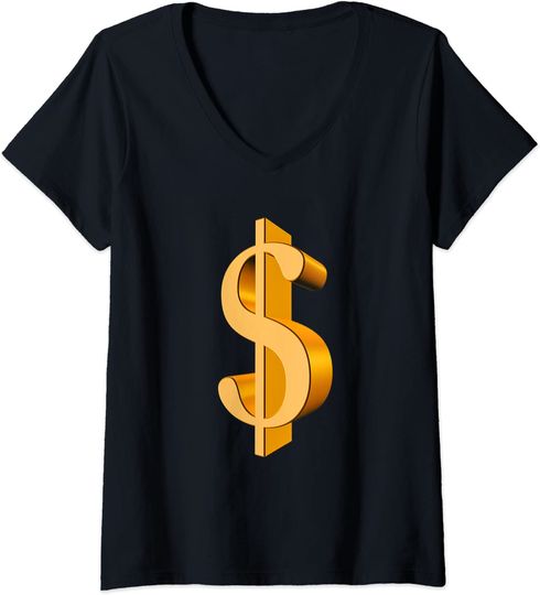 Discover T-shirt Camiseta de Mulher com Decote em V Bitcoin Cifrão Dólar