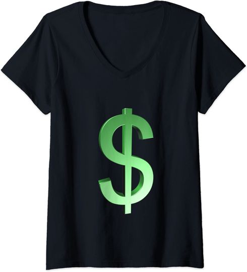 Discover T-shirt Camiseta de Mulher com Decote em V Bitcoin Cifrão Verde