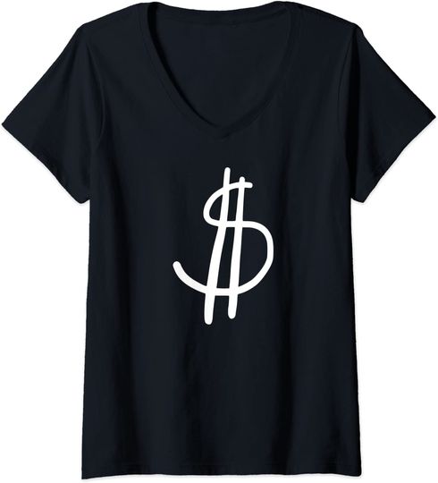 Discover T-shirt Camiseta de Mulher com Decote em V Dólar Dinheiro