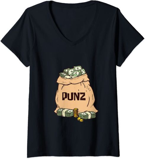 Discover T-shirt Camiseta de Mulher com Decote em V Bolsa de Dinheiro