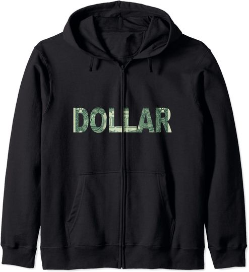 Discover Dollar | Hoodie Sweatshirt com Capuz e Fecho-éclair para Homem e Mulher