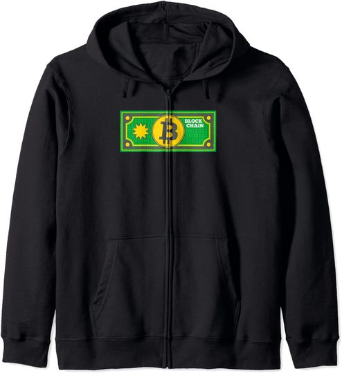 Discover Nota de Dólar Bitcoin | Hoodie Sweatshirt com Capuz e Fecho-éclair para Homem e Mulher