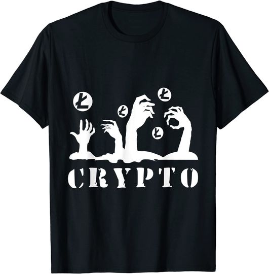 Litecoin Zombie Criptocurrencia Blockchain Unissex T-shirt Camiseta para Homem e Mulher